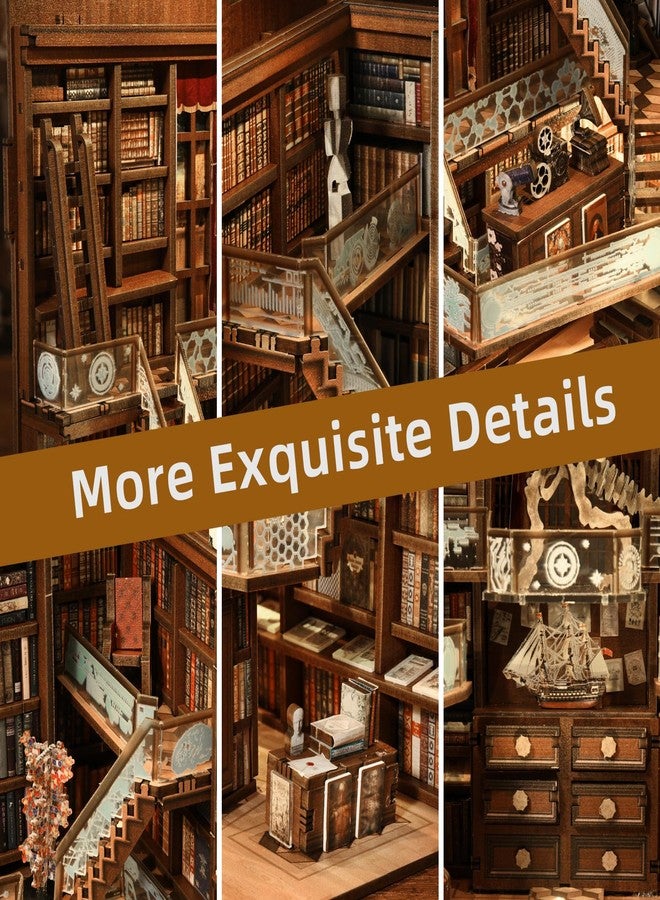 MiniCity Book Nook Kit, DIY Miniature Dollhouse Booknook Kit, 3D Wooden Puzzle Bookend Bookshelf Insert Decor with LED Light for Teens and Adults (Beyond Library Max) - Image 5